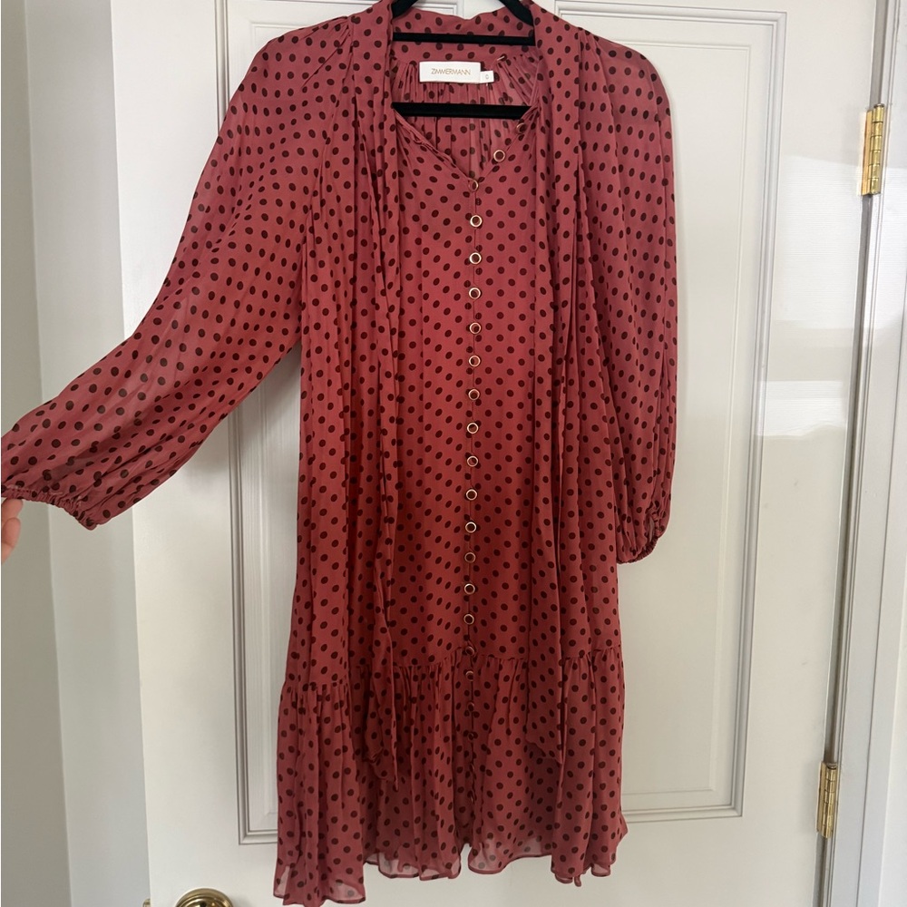 Zimmermann Polka Dot Button-Front Dress